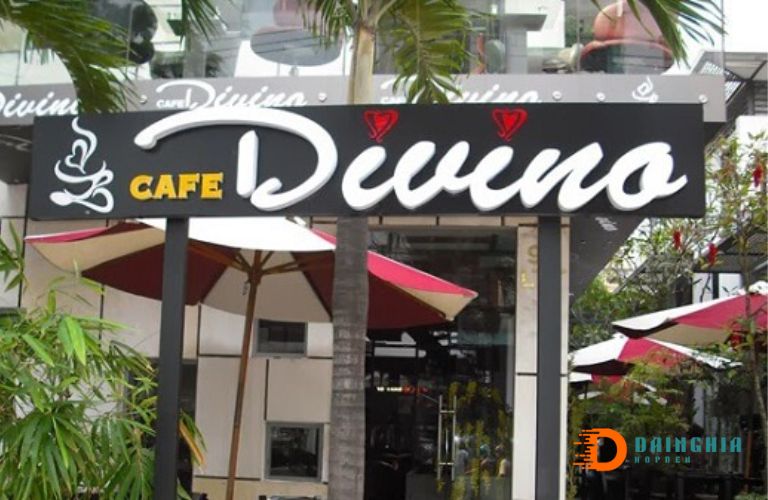 Bảng hiệu quán cafe Alu chữ nổi mica màu trắng của Divino